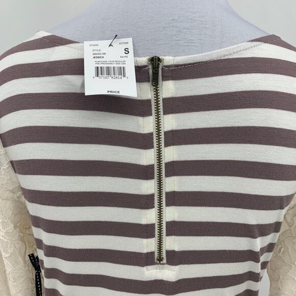 Jessica Simpson Shirt Womens S Small Ivory Otter Lace Sleeves Ruched Maternity - Picture 7 of 14